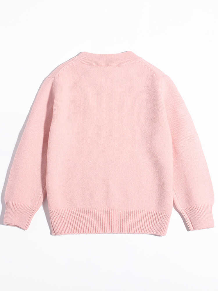 Kids Strawberry Cake Pink Cashmere Crew Neck Sweater
